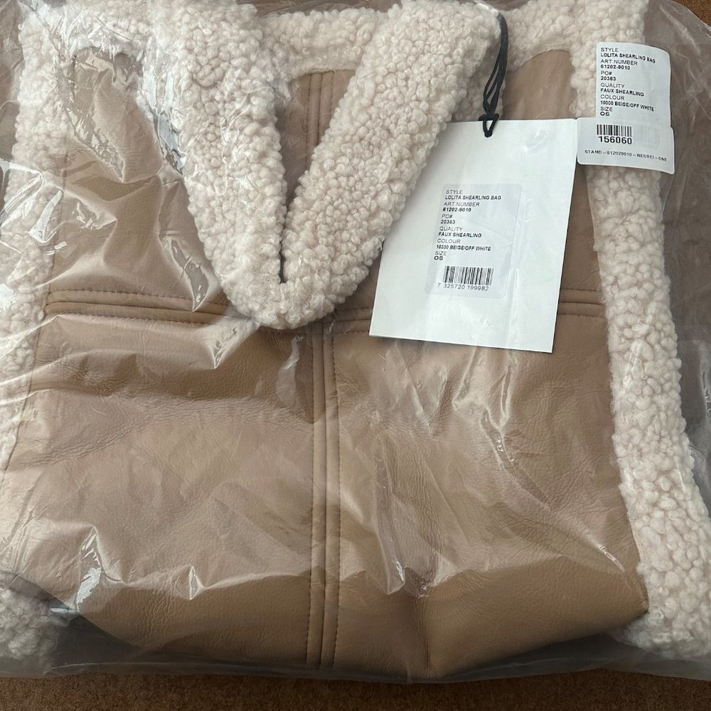 NWT Stand Studio Medium Lolita Quilted Faux Fur Shearling Bag Tote